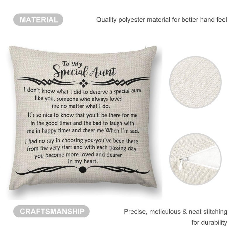 ITFRO Special Aunt Gift from Niece Nephew Mother's Day Birthday Blessed Cotton Linen Throw Pillow Case Cushion Cover Couch Sofa Home Decorative Sofa Couch Square 18x18 Inches (Ivory) - Image 4